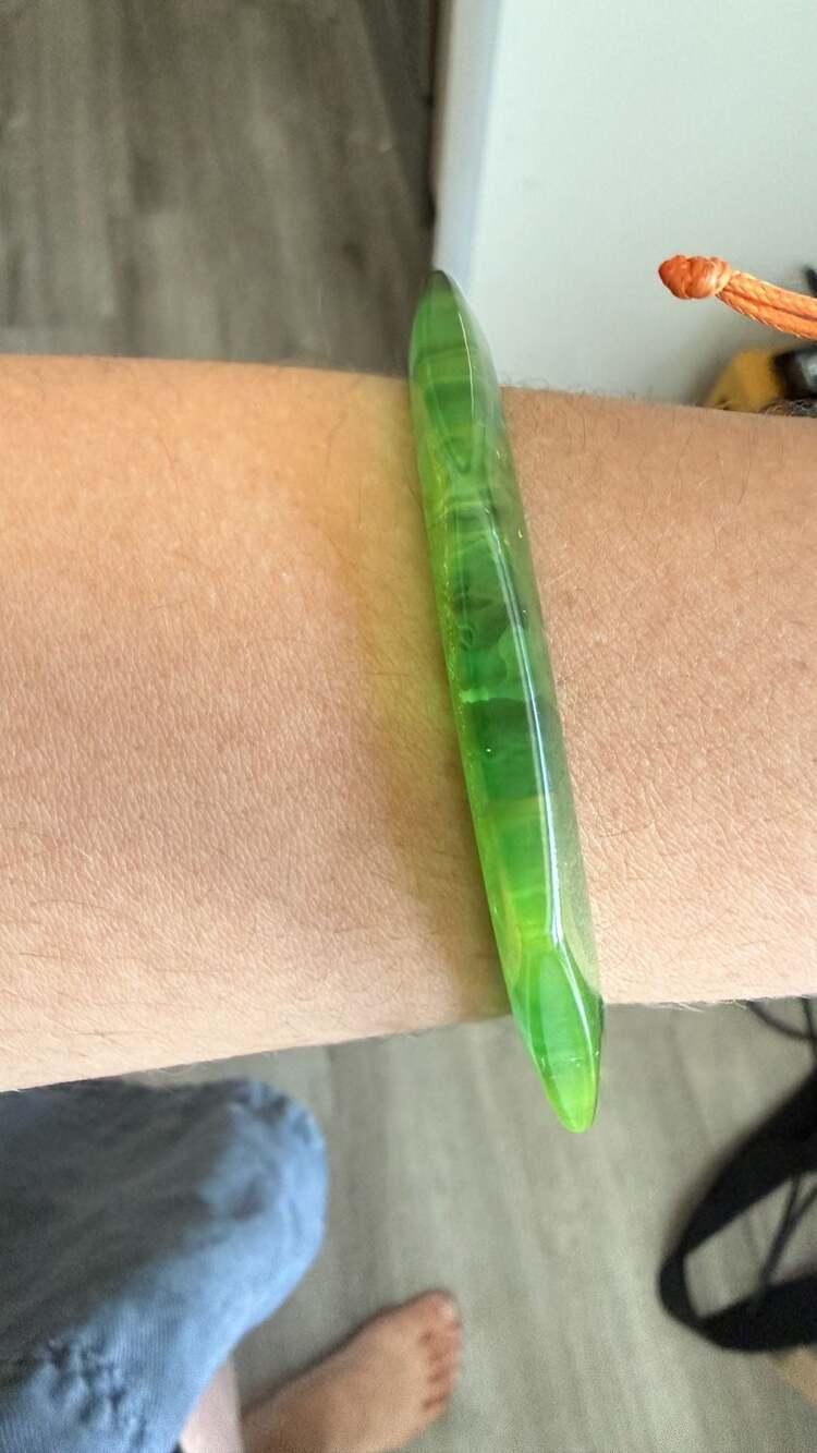 Vintage Green Swirl Bakelite Hexagon Bangle Bracelet